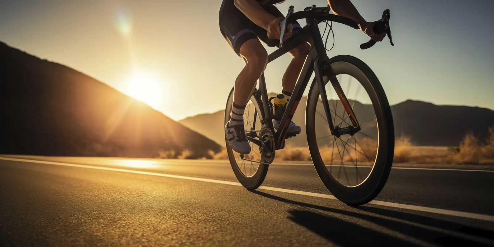 Ciclista pedalando ao ar livre ao amanhecer
